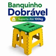 Banqueta Dobrável Portátil 100kg Verde e Amarela Antiderrapante Reforçada Adulto Criança Compacta