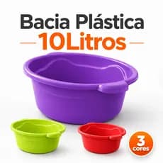 Bacia 10L Plástico Resistente Multiuso Cozinha Lavanderia Limpeza Doméstica Prática Colorida Casa