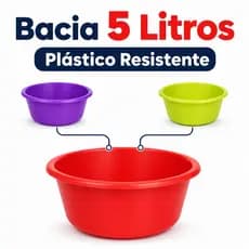 Bacia 5 Litros Plástico Resistente Multiuso Cozinha Lavanderia Limpeza Doméstica Prática Colorida
