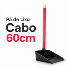 Pá de Lixo Cabo Longo 60cm Plástico Reforçado Resistente Limpeza Casa Comércio Escritório