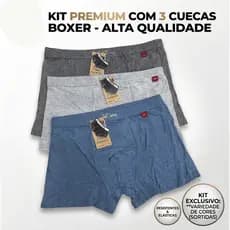 Kit 3 Cuecas Boxer Masculina Algodão Premium Confortável Sem Costura Antialérgica