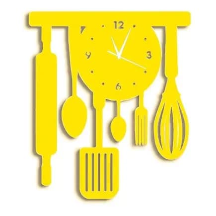 Relógio De Parede quartzo silencioso Cozinha Moderno amarelo