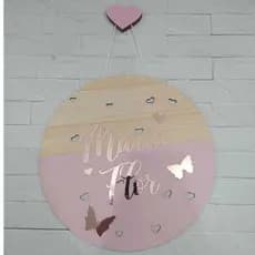Enfeite Porta Maternidade Corações e Borboletas 3D  Nome Personalizado  com Pendurador