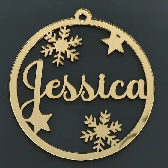 Bolas de Natal Neve Personalizadas em Acrílico Espelhado 2mm Enfeites de Natal