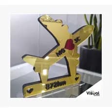 Display Avião Personalizado Namorados dourado