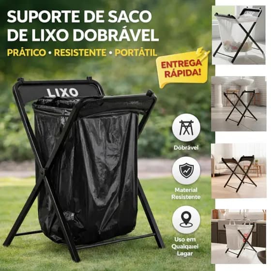 Lixeira Escritório Pia Banheiro Garagem Dobrável Compacta 24cm  Prática, Portátil e Funcional - Não Acompanha Saco Lixo