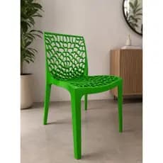 Cadeira Gruvyer Verde Sala De Jantar Cozinha Varanda Designer Moderno Polipropileno Reforçado Área Gourmet