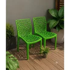 Kit 2 Cadeira Gruvyer Verde Sala De Jantar Cozinha Varanda Ambiente Externo Interno Designer Moderno Polipropileno