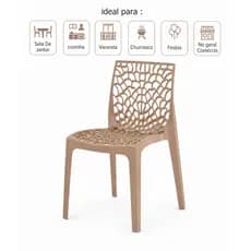 Cadeira Gruvyer Nude Polipropileno Reforçado Ambiente Interno Externo Resistente Sol e Chuva