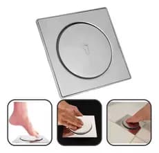 Ralo Click Up Inteligente Banheiro Quadrado Aço Inox 10x10 cm Ralo Quadrado Click