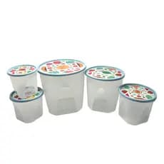 Conjunto com 5 potes Redondos Livre de BPA tampa Azul