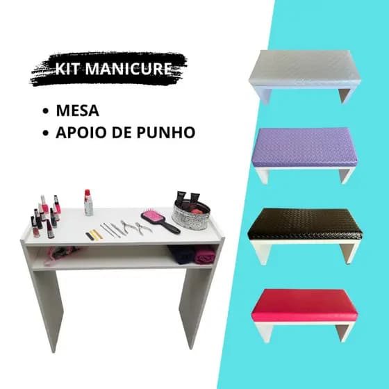 Mesa Para Manicure + Apoio de mão/punho 4 cores feitos em Mdf