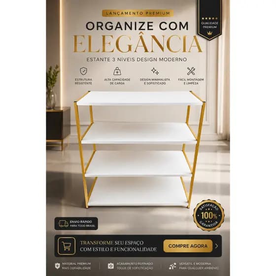Estante Multiuso Mdf Com Pés De Ferro Metalon 70x77cm Moderna e Versátil Várias Cores