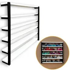 Nicho de Parede Expositor de Esmaltes de Ferro Preto Modelo Industrial - Mdf Branco
