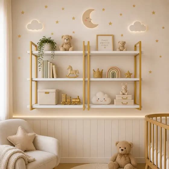 Prateleira Suspensa Para Quarto Infantil Bebe MDF e Metalon Premiun