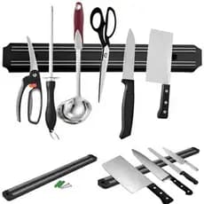 Barra Magnética Imã Suporte Facas Ferramentas Cozinha 33cm Churrasco Preto