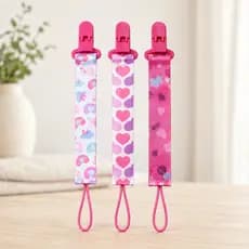 Kit com 3 Prendedor De Chupeta Bico Para Menina