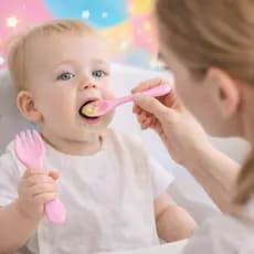 Talher Infantil Silicone Colher e Garfo para Bebê