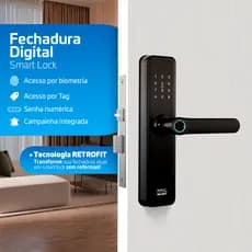 Fechadura Smart Eletrônica Digital Papaiz Original Biometria Touch Campainha Integrada RFID SL150