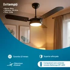 Ventilador De Teto Brizzo Valen Led Beltempo Potente Silencioso Econômico Compatível Com Controle Bt-600