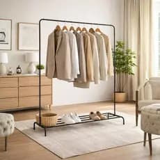 Arara Roupas Cabideiro E Sapateira Grande Closet Preta Moderno Loja Casa Expositor Aço inoxidável