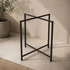 Base Estrela de Mesa para Cozinha Jantar em Aço Reforçado Industrial Suporta 50kg Preta