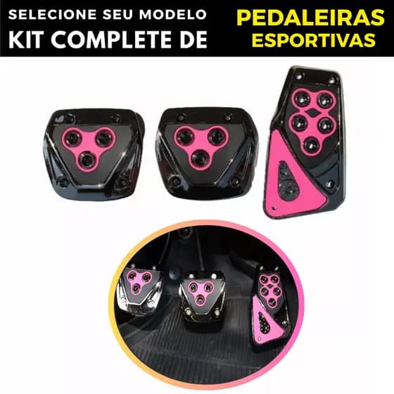 Pedaleiras Esportivas Automotiva vermelho, Azul, Preto, Rosa vibrante Tuning Kit 3 Peças