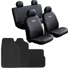 Kit Capa de Banco em Couro + Tapete Carro Gm Onix Celta Prisma Corsa
