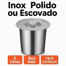 Lixeira Pia Cozinha Embutir Granito Inox Polido ou Escovado Aluminio Luxo 5 litros