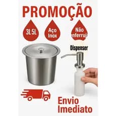 kit lixeira embutir pia dispenser detergente porta sabonete liquido aço inox