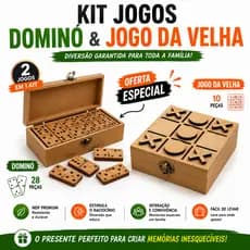 Domino + Jogo da Velha em MDF com Caixa | Brinquedo Educativo Infantil | Desenvolve Raciocínio