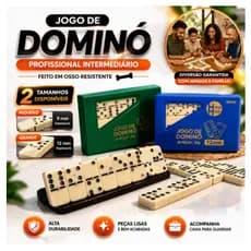 Jogo de Dominó Profissional em Osso 28 Peças 8mm 10mm Alta Qualidade com Caixa