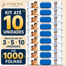 Lenço Umedecido Big Baby Premium Sem Álcool Tampa Flip 300 500 ou 1000 Folhas