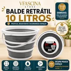 Balde Retrátil Dobrável 10 Litros Silicone Compacto Lavanderia Camping Pesca