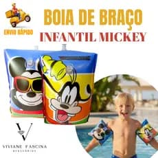 Boia de Braço Infantil Mickey Mouse Inflável Braçadeira Piscina Praia
