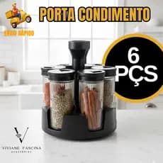 Porta Condimentos 6 Potes Organizador Giratório para Temperos Cozinha Casa Restaurante Buffet
