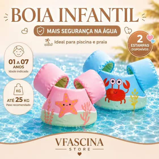 Boia Infantil Colete Flutuador Braçadeiras 1 a 7 Anos Piscina Praia Até 25kg