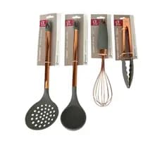 KIT 4 PEÇAS UTENSÍLIOS DE SILICONE CABO ROSÊ GOLD PARAMOUNT