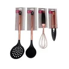 JOGO DE UTENSÍLIOS SILICONE CABO INOX ROSÊ GOLD 4 PEÇAS PARAMOUNT