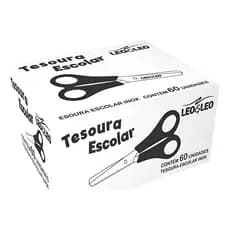 Caixa 60 Unidades Tesoura Pequena Preta Escolar - Leo & Leo