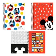 2 Caderno 10 Mat  160 Folhas Mickey Mouse Libras Capa Dura