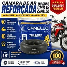 Câmara de Ar Traseira Grossa 2mm Uso Urbano 120/80/18 4.10/18 TORNADO 250, XTZ,  XRE300 | CMB 18 | CANELLO  1 - Unidade