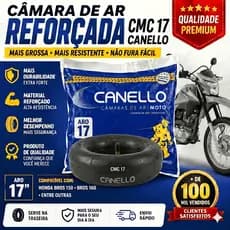 Câmara de Ar Traseira GROSSA 2mm Uso Urbano 110/90-17 Moto Honda Bros 125/150/160 | CMC 17 | Canello  - 1 Unidade