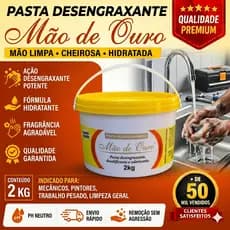 Pasta Desengraxante 2kg Mão de Ouro – Limpa Graxa, Óleo e Sujeira Pesada | Hidrata e Perfuma as Mãos