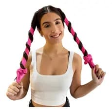 Modelador Curling Rod Cetim Sem Calor + 2 Scrunchies Cores Variadas. Modelador de Cachos Anti Frizz.
