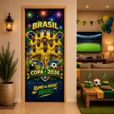 Capa Para Porta Decoração Copa Futebol Brasil