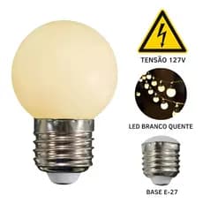 Lâmpada LED Bolinha 3W Bivolt 127V/220V Branco Quente ou Frio para Abajur e Camarim