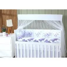 Kit Berço Americano Lavanda Lilás 10 peças Mosquiteiro Protetor Trança Cabeceira Bando Micropercal