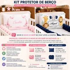 Kit Berço com nome bordado Padrão Americano ou Mini berço Cabeceira + trança Enviar nome no chat