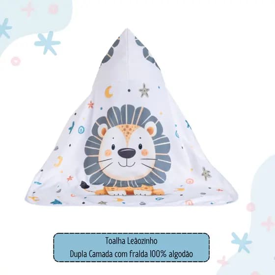 Toalha de banho gigante bebê com capuz estampada dupla camada forro fralda 100% algodão 95 x 75 cm